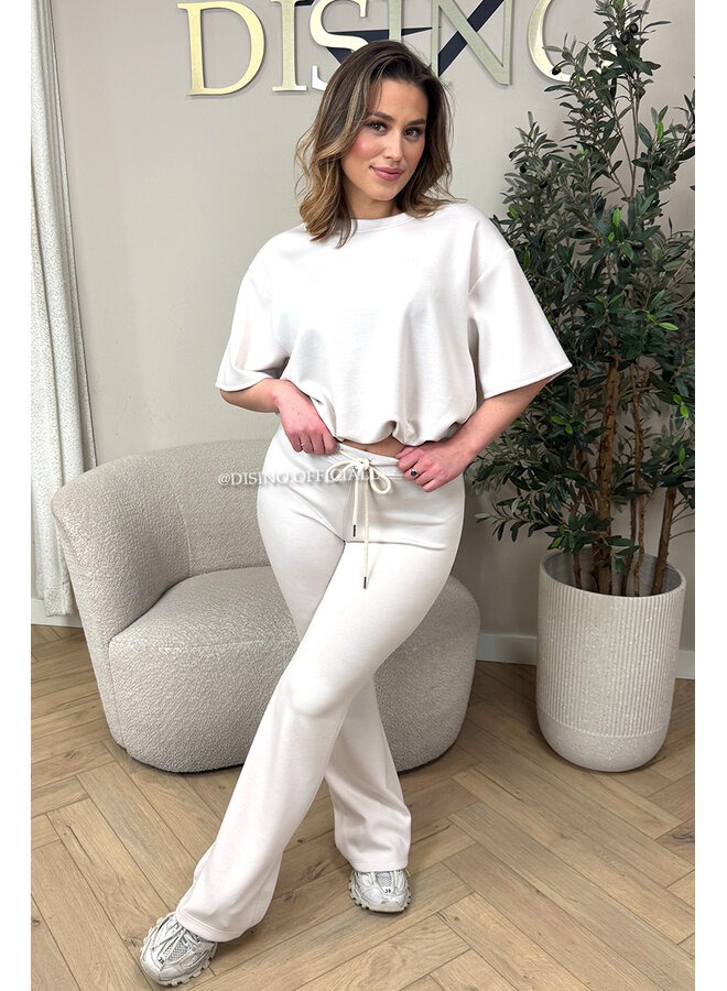 BEIGE - 'DOMINIQUE SET' - OVERSIZED TOP + PANTS TWO PIECE SET