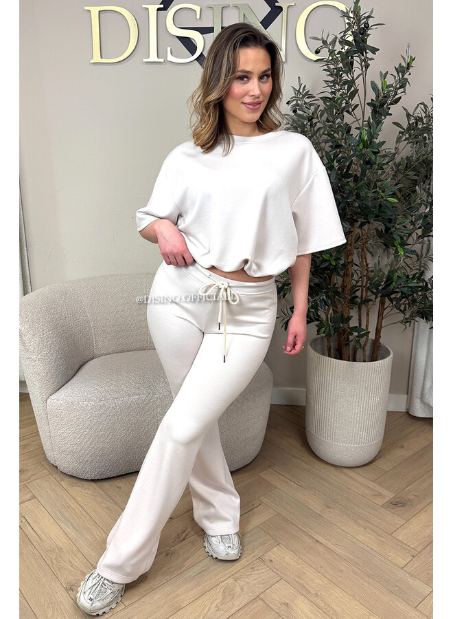 BEIGE - 'DOMINIQUE SET' - OVERSIZED TOP + PANTS TWO PIECE SET