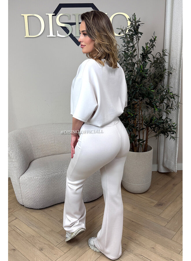 BEIGE - 'DOMINIQUE SET' - OVERSIZED TOP + PANTS TWO PIECE SET