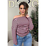 PINK - 'LEANNE TOP' - STRIPED OFF SHOULDER LONGSLEEVE TOP