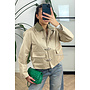 BEIGE - 'MEVINA JACKET' - LEATHER COLLAR JACKET