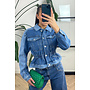 BLUE - 'MEXXI JACKET' - DOUBLE DENIM SNATCHED JACKET