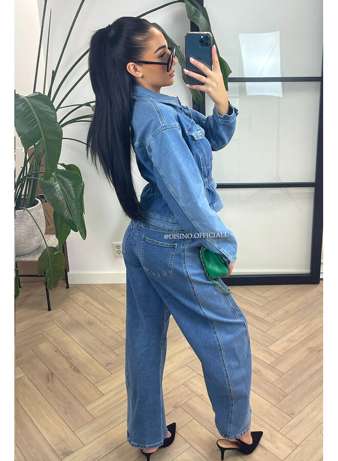 BLUE - 'MEXXI JACKET' - DOUBLE DENIM SNATCHED JACKET