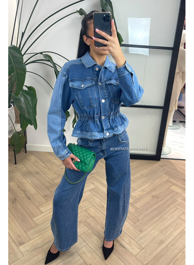 BLUE - 'MEXXI JACKET' - DOUBLE DENIM SNATCHED JACKET