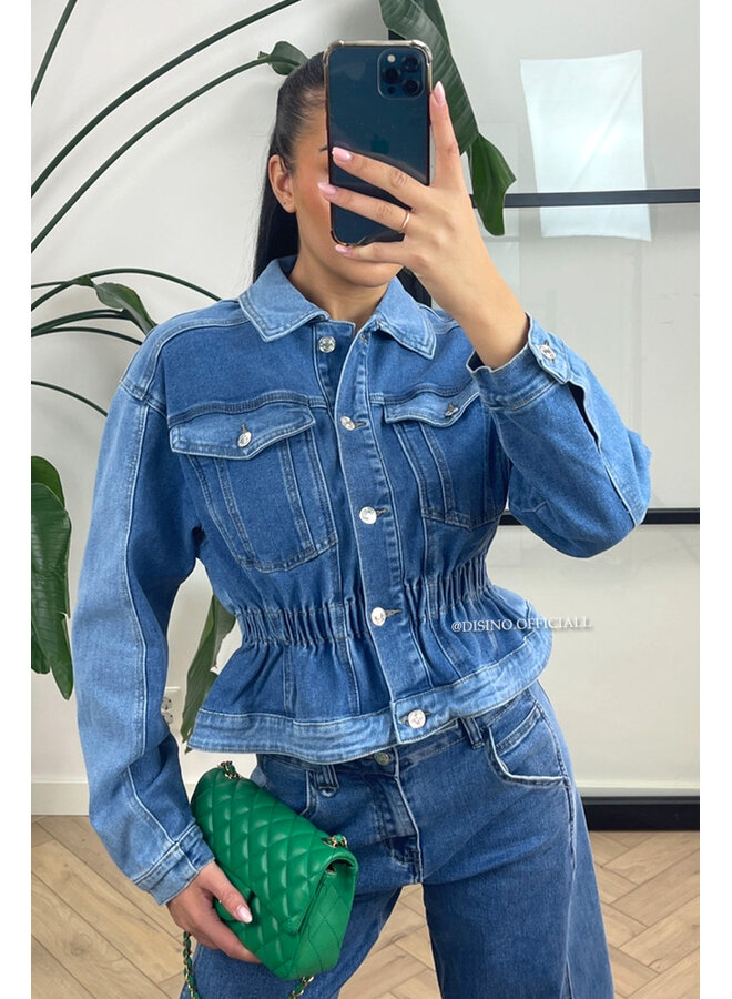 BLUE - 'MEXXI JACKET' - DOUBLE DENIM SNATCHED JACKET