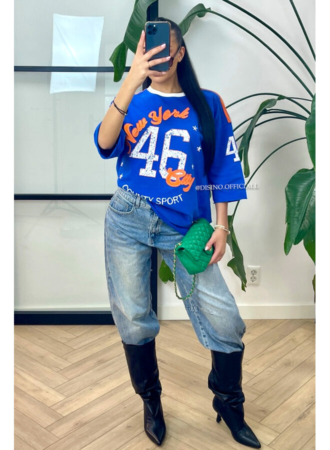 BLUE - 'NY JERSEY' - PREMIUM QUALITY OVERSIZED JERSEY