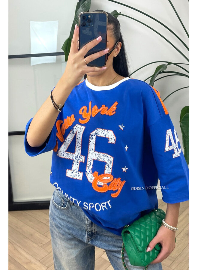 BLUE - 'NY JERSEY' - PREMIUM QUALITY OVERSIZED JERSEY