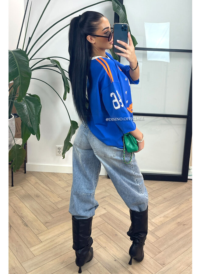 BLUE - 'NY JERSEY' - PREMIUM QUALITY OVERSIZED JERSEY