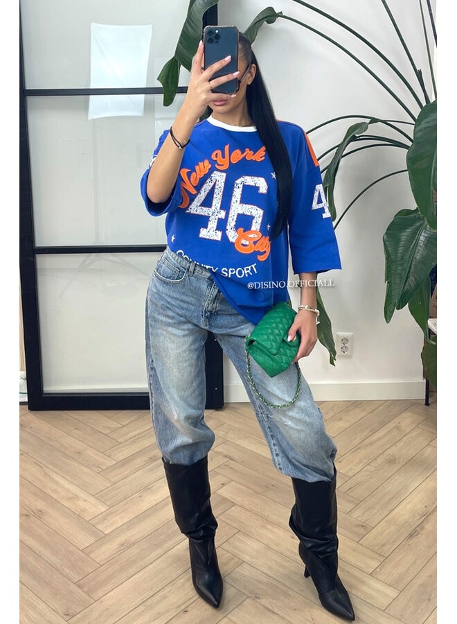 BLUE - 'NY JERSEY' - PREMIUM QUALITY OVERSIZED JERSEY