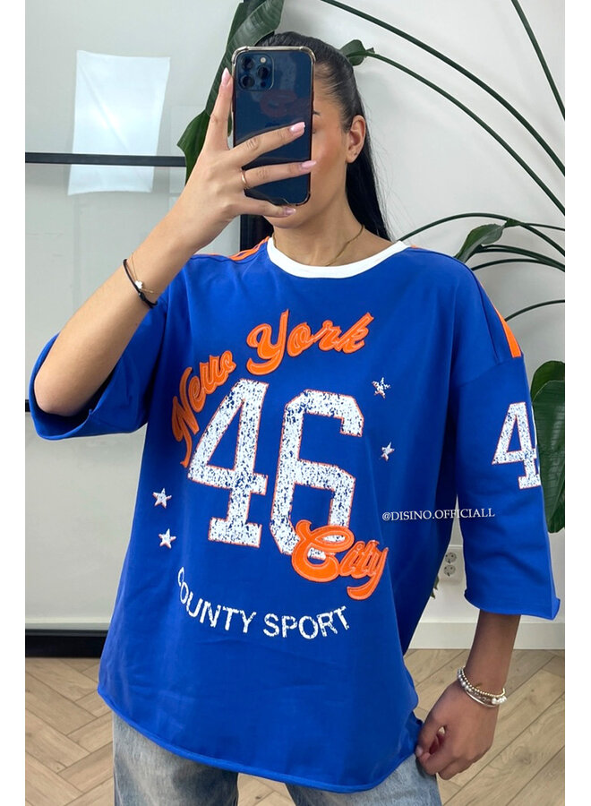 BLUE - 'NY JERSEY' - PREMIUM QUALITY OVERSIZED JERSEY