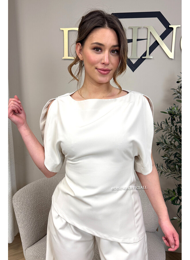 BEIGE - 'ZIYA TOP' - OPEN ARM CLASSY TOP