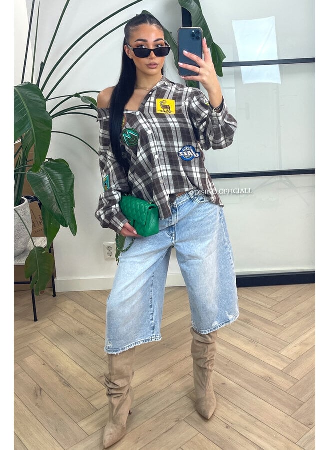 LIGHT BLUE - 'ROWIE BERMUDA' - BAGGY FIT STRETCH SIDE CUT BERMUDA JEANS