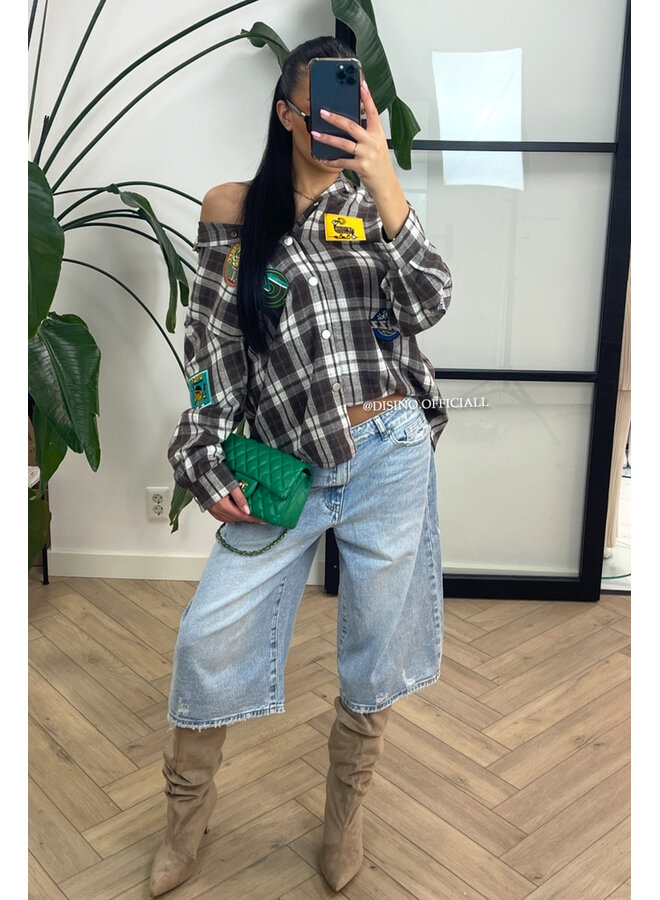 LIGHT BLUE - 'ROWIE BERMUDA' - BAGGY FIT STRETCH SIDE CUT BERMUDA JEANS