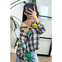CHOCO - 'JONES' - CHECKED OVERSIZED BOYFRIEND BLOUSE PATCHES