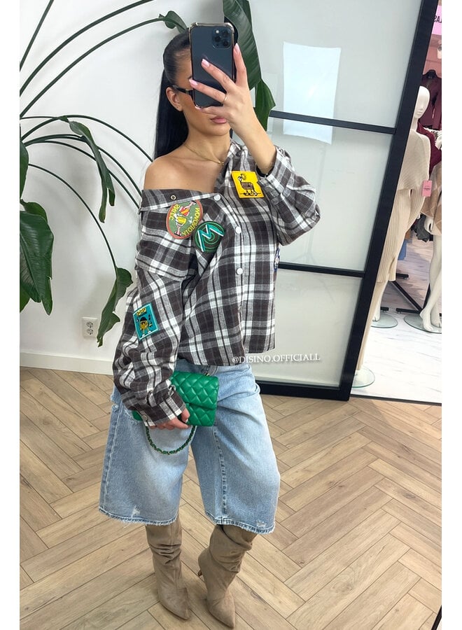 CHOCO - 'JONES' - CHECKED OVERSIZED BOYFRIEND BLOUSE PATCHES