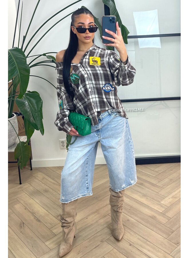 CHOCO - 'JONES' - CHECKED OVERSIZED BOYFRIEND BLOUSE PATCHES