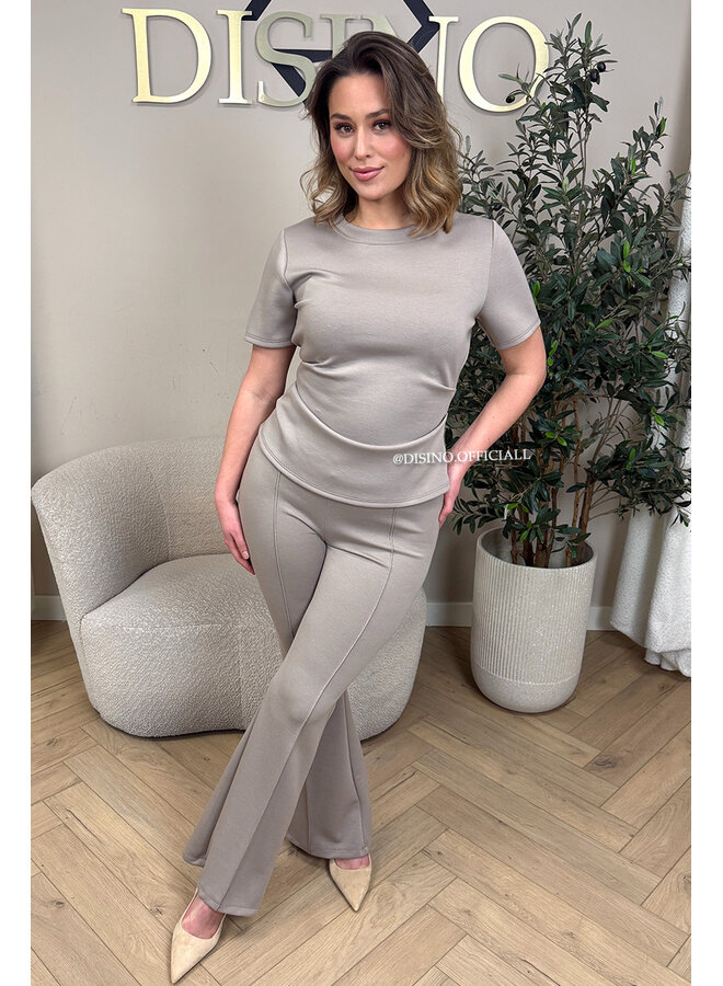 TAUPE - 'SELIN SET' - SNATCHED TOP + PANTS TWO PIECE SET