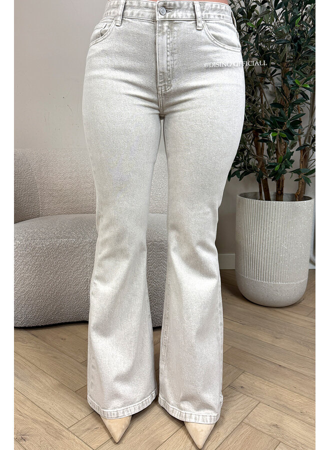 BEIGE - 'FALLONY JEANS' - HIGH WAIST FLARED JEANS