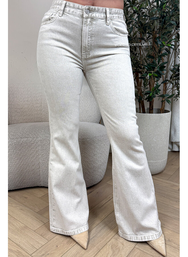 BEIGE - 'FALLONY JEANS' - HIGH WAIST FLARED JEANS
