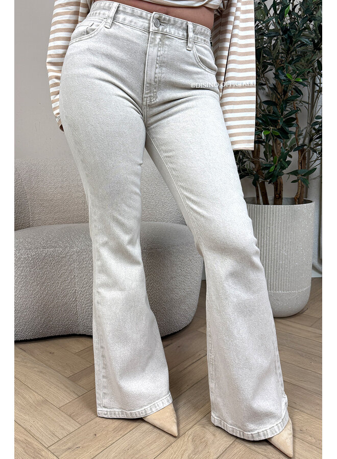 BEIGE - 'FALLONY JEANS' - HIGH WAIST FLARED JEANS