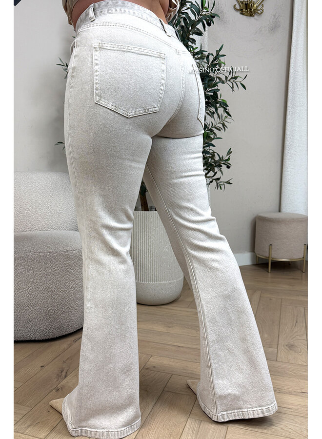 BEIGE - 'FALLONY JEANS' - HIGH WAIST FLARED JEANS