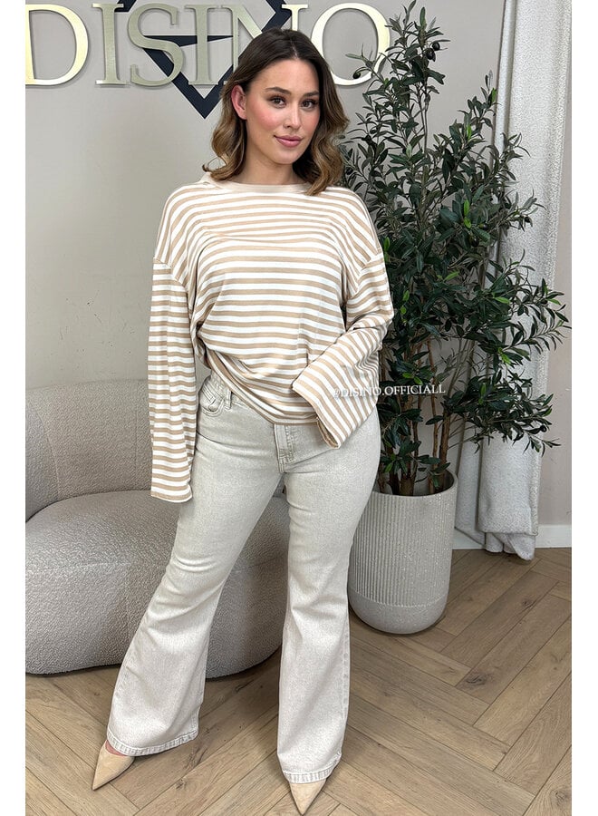 BEIGE - 'FALLONY JEANS' - HIGH WAIST FLARED JEANS