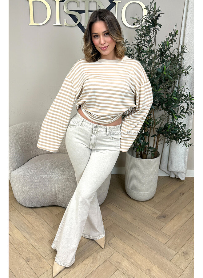 BEIGE - 'FALLONY JEANS' - HIGH WAIST FLARED JEANS