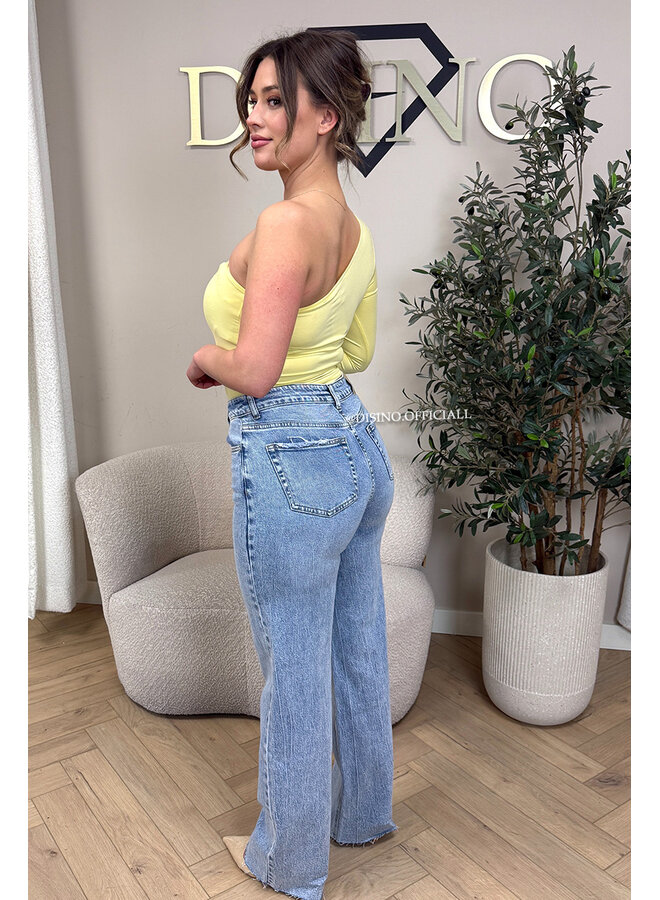 YELLOW - 'SELMA BODY' - LACE DETAIL ONE ARM BODYSUIT