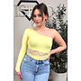 YELLOW - 'SELMA BODY' - LACE DETAIL ONE ARM BODYSUIT