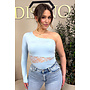 LIGHT BLUE - 'SELMA BODY' - LACE DETAIL ONE ARM BODYSUIT
