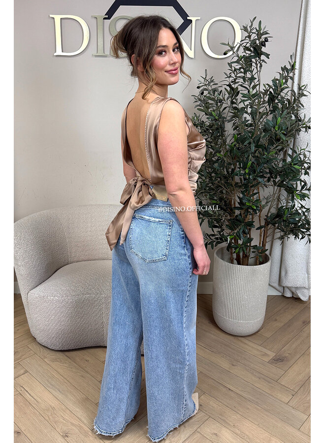 CHAMPAGNE - 'KATE TOP' - SATIN OPEN BACK TOP