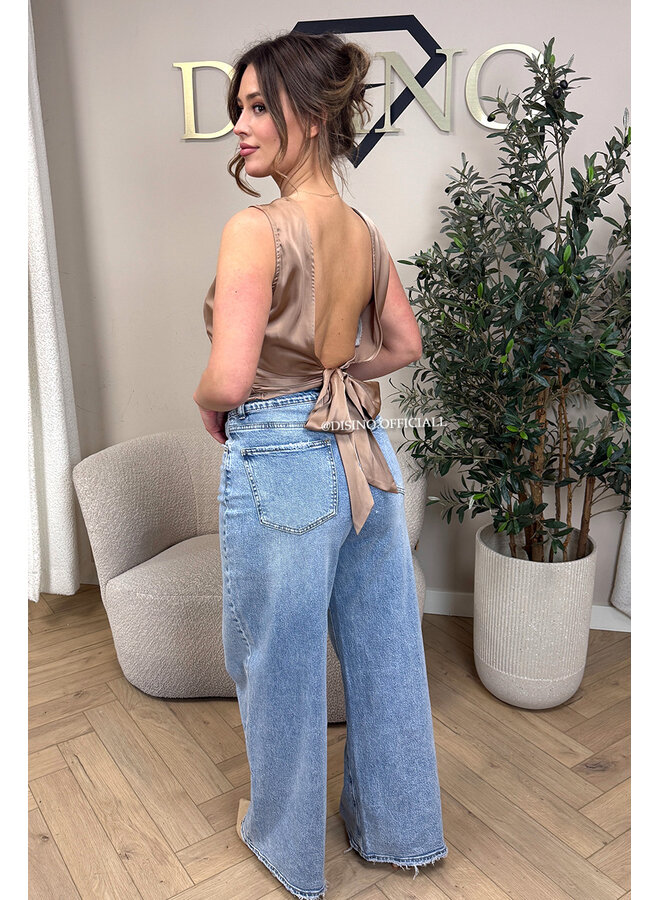 CHAMPAGNE - 'KATE TOP' - SATIN OPEN BACK TOP