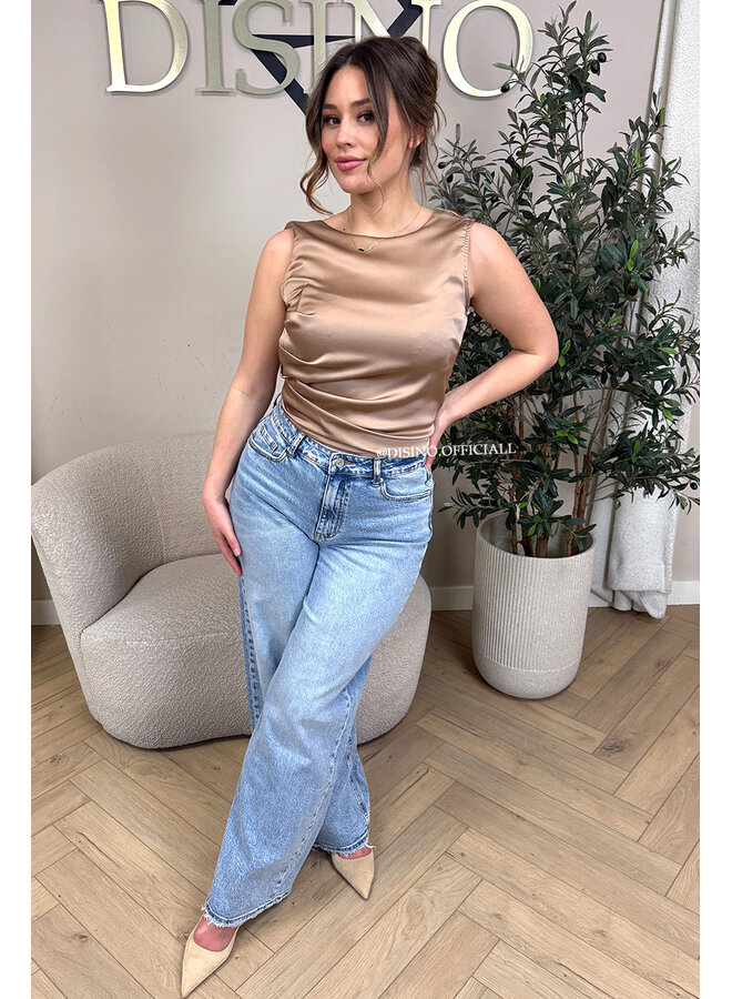 CHAMPAGNE - 'KATE TOP' - SATIN OPEN BACK TOP