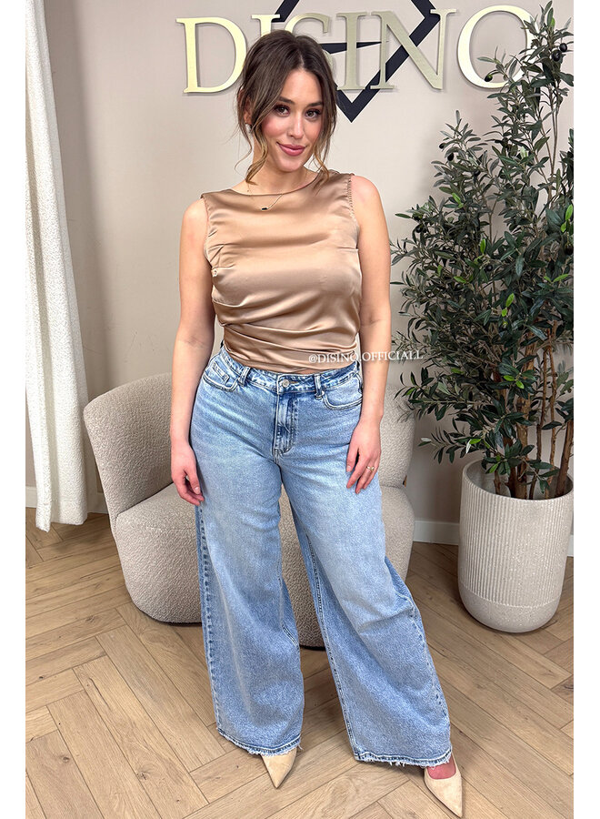 CHAMPAGNE - 'KATE TOP' - SATIN OPEN BACK TOP