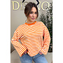 ORANGE - 'LEONI TEE' - STRIPED LONG SLEEVE TEE