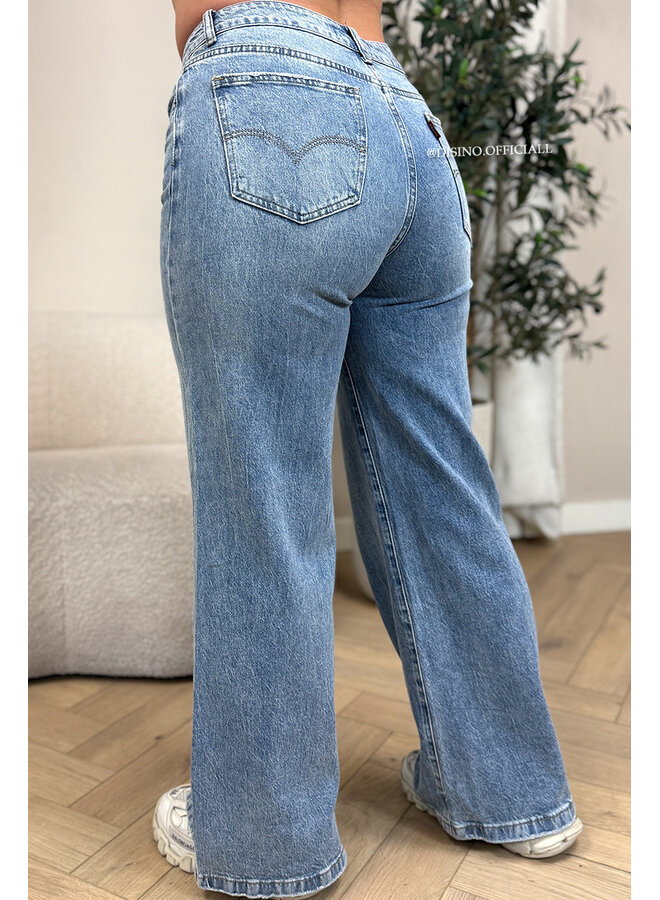 BLUE - 'LAVINA JEANS' - STRETCH SHAPING INSPIRED WIDE LEG JEANS