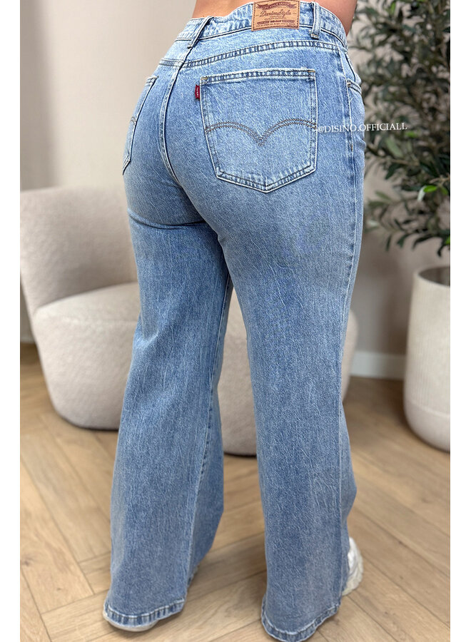 BLUE - 'LAVINA JEANS' - STRETCH SHAPING INSPIRED WIDE LEG JEANS