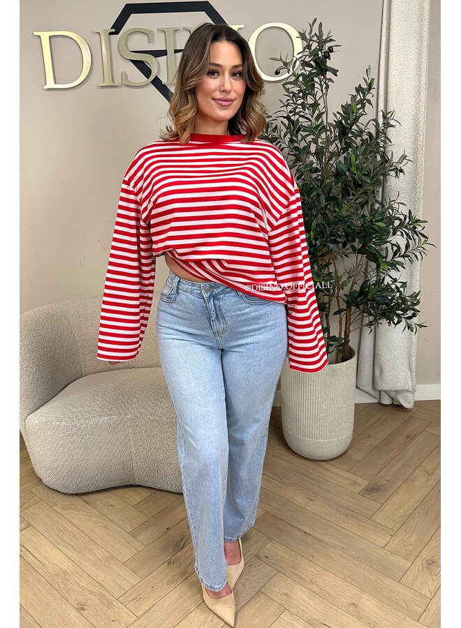 LIGHT BLUE - 'LAGUNA JEANS' - STRETCH HIGH WAIST WIDE LEG JEANS