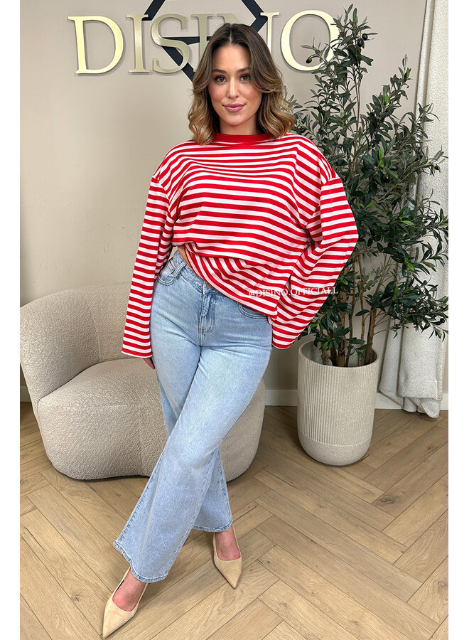 LIGHT BLUE - 'LAGUNA JEANS' - STRETCH HIGH WAIST WIDE LEG JEANS