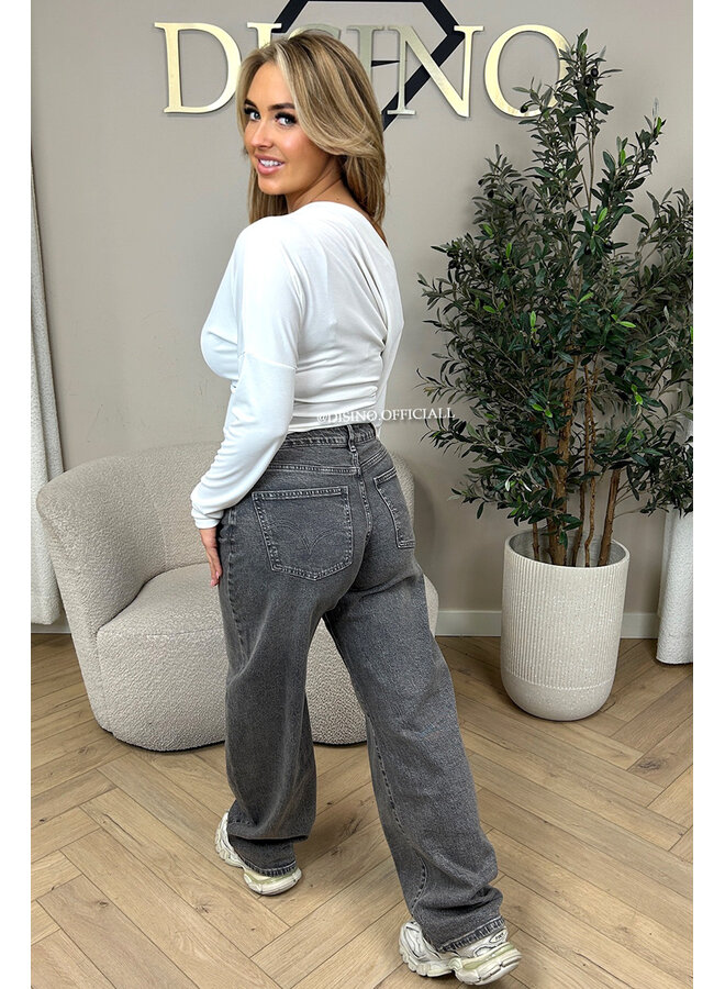 GREY - 'BALLOON JEANS' - STRETCH VIRAL BALLOON LEG JEANS