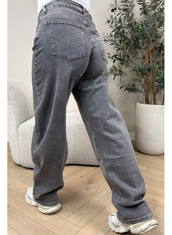 GREY - 'BALLOON JEANS' - STRETCH VIRAL BALLOON LEG JEANS