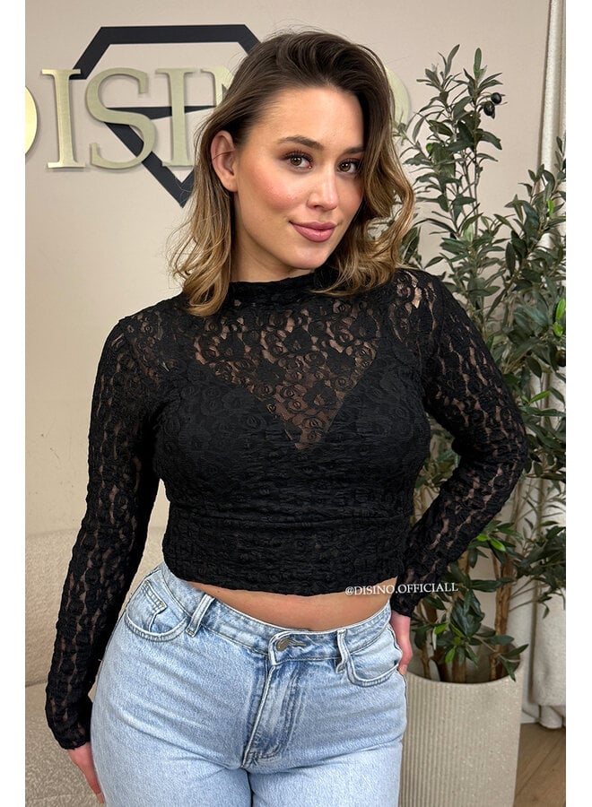 BLACK - 'SELENA V2 TOP' - LACE TOP + TOP INSIDE