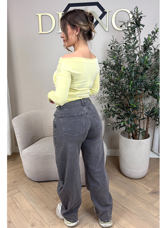 YELLOW - 'MARLEY TOP' - ASYMMETRIC LONG SLEEVE TOP