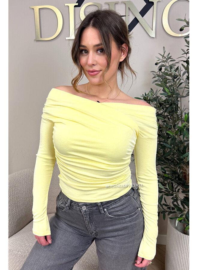 YELLOW - 'MARLEY TOP' - ASYMMETRIC LONG SLEEVE TOP