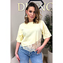 YELLOW - 'ELODIE TEE' - ASSYMETRIC CROPPED LACE TEE