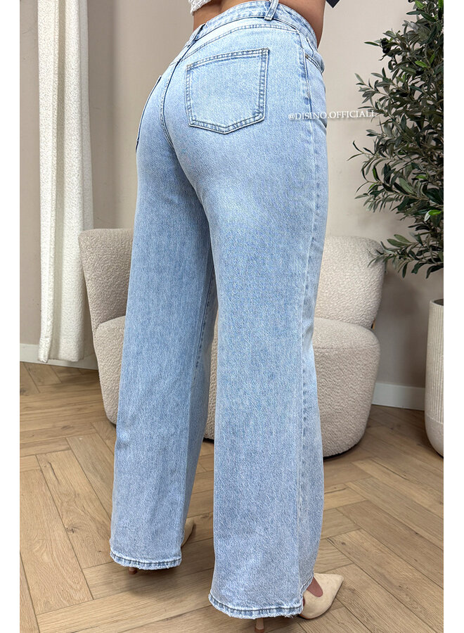 LIGHT BLUE - 'MOZA JEANS' - STRETCH EXTRA WIDE LEG JEANS