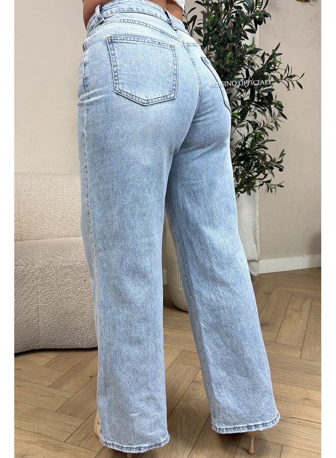 LIGHT BLUE - 'MOZA JEANS' - STRETCH EXTRA WIDE LEG JEANS