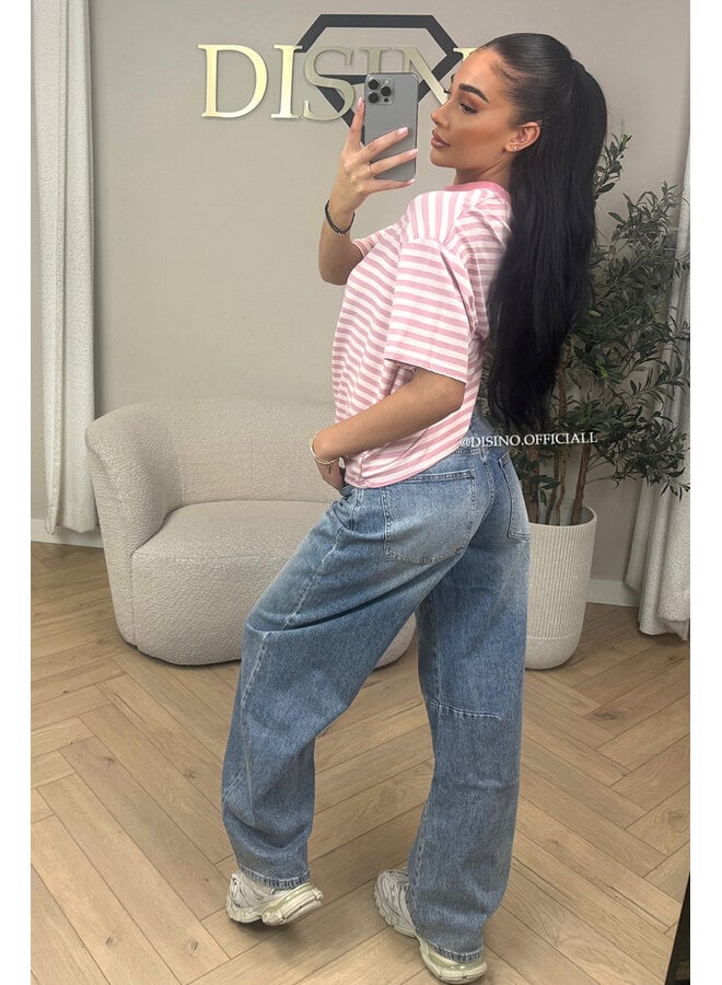 PINK - 'LEONI SHORTSLEEVE TEE' - STRIPED OVERSIZED TEE