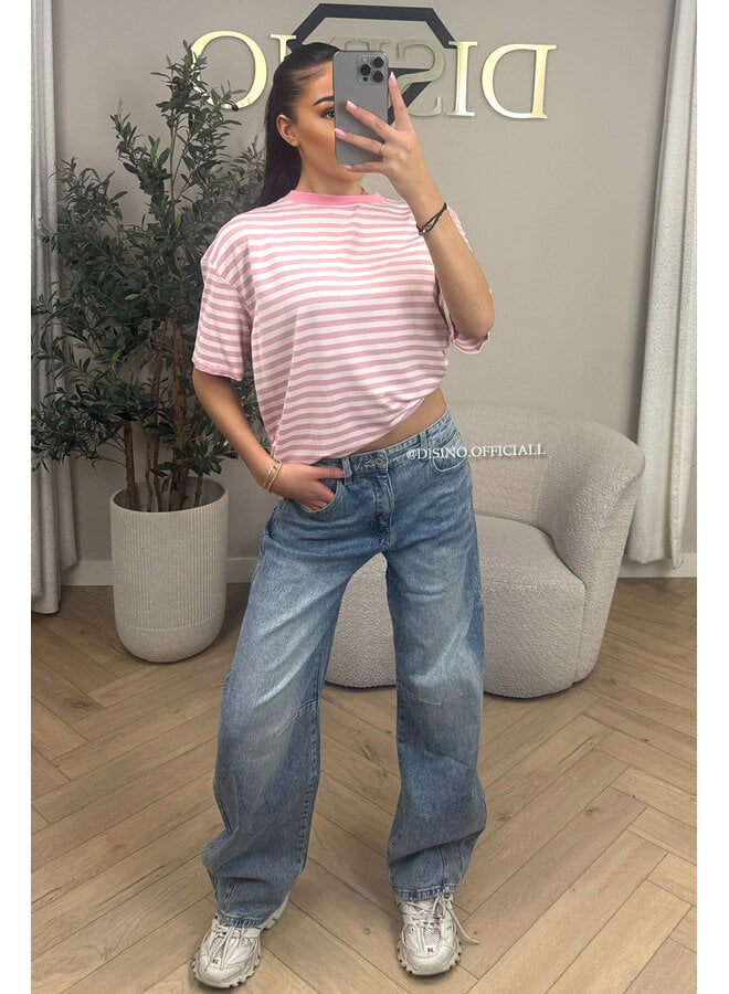 PINK - 'LEONI SHORTSLEEVE TEE' - STRIPED OVERSIZED TEE
