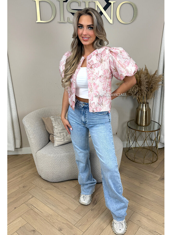 PINK - 'JAIMY TOP' - BUTTON UP EXCLUSIVE JACQUARD PRINT JACKET